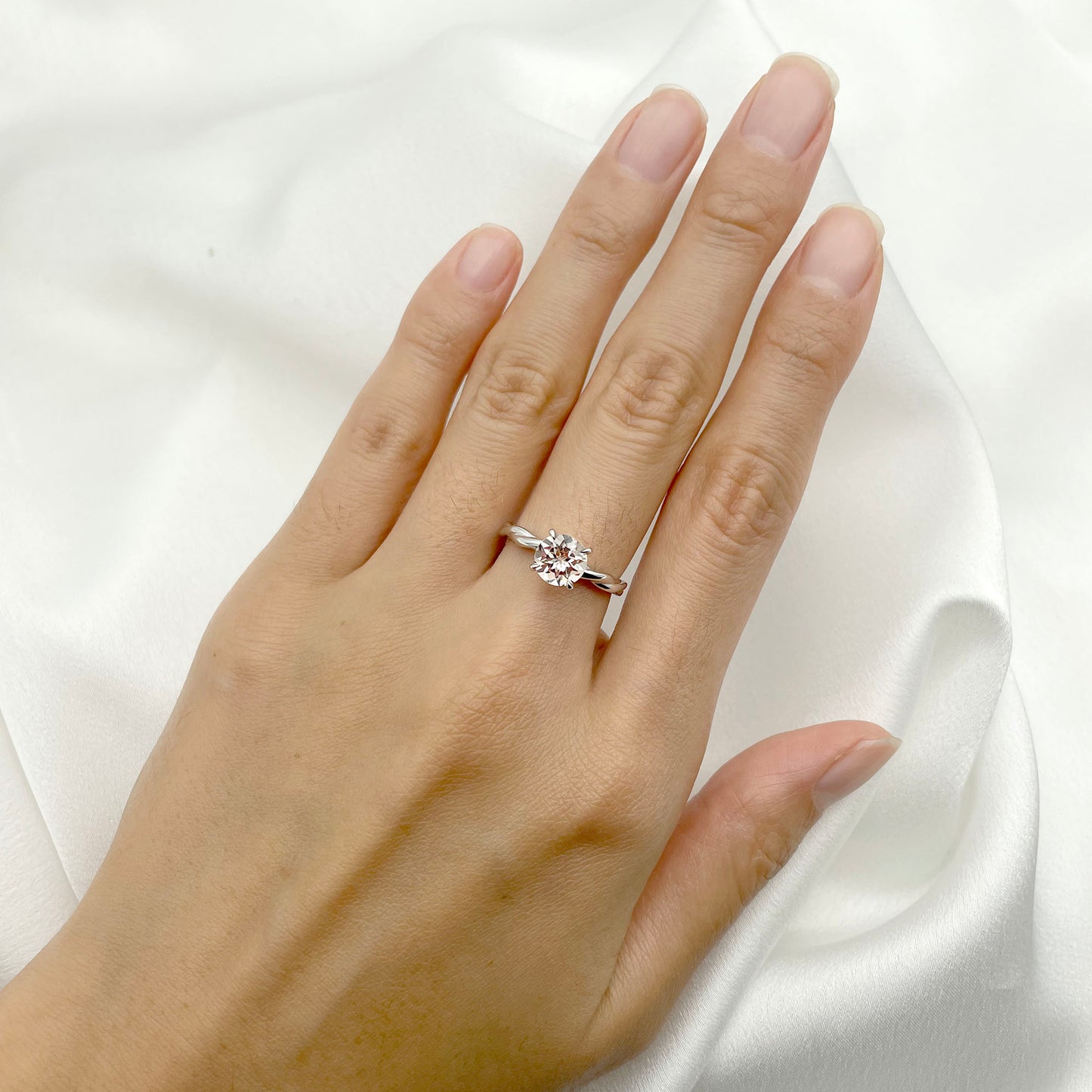 14K MORGANITE TWIST SOLITAIRE RING