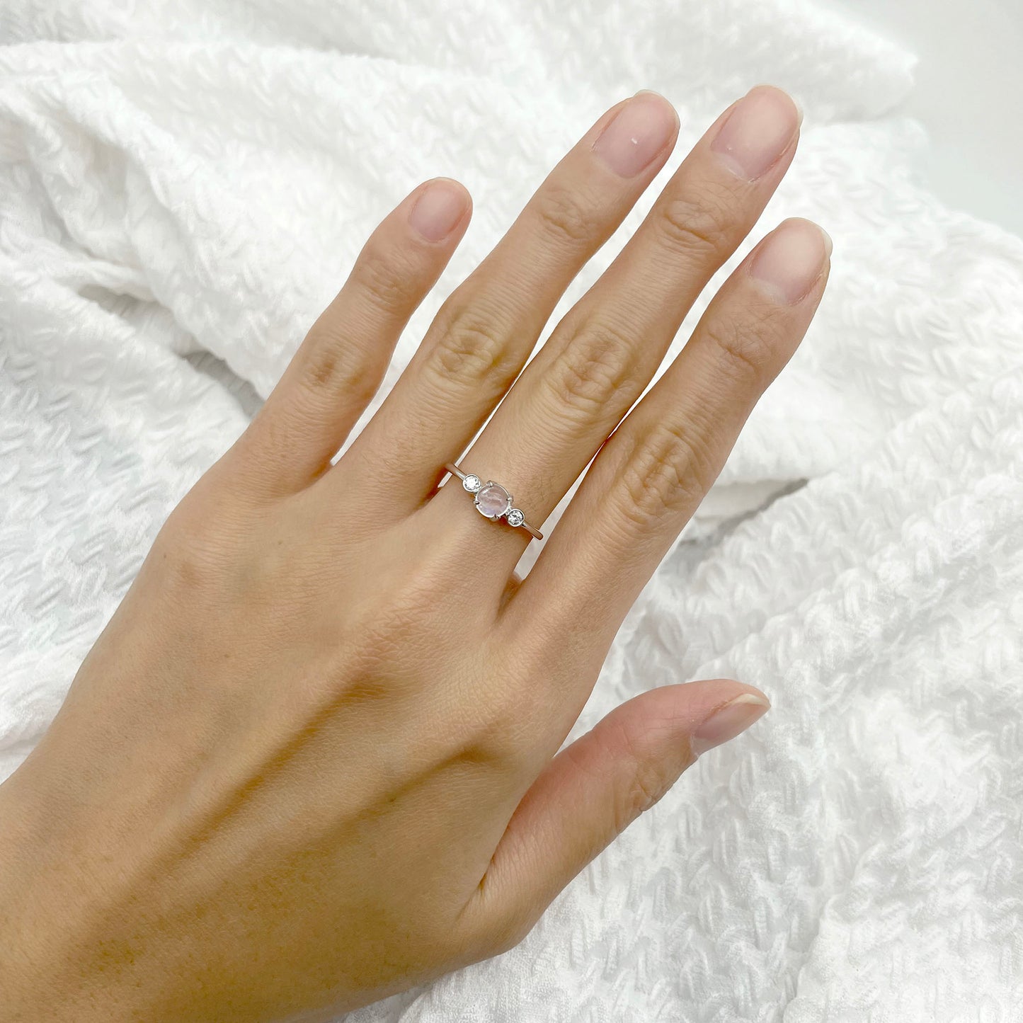 14K MOONSTONE DIAMOND BEZEL RING