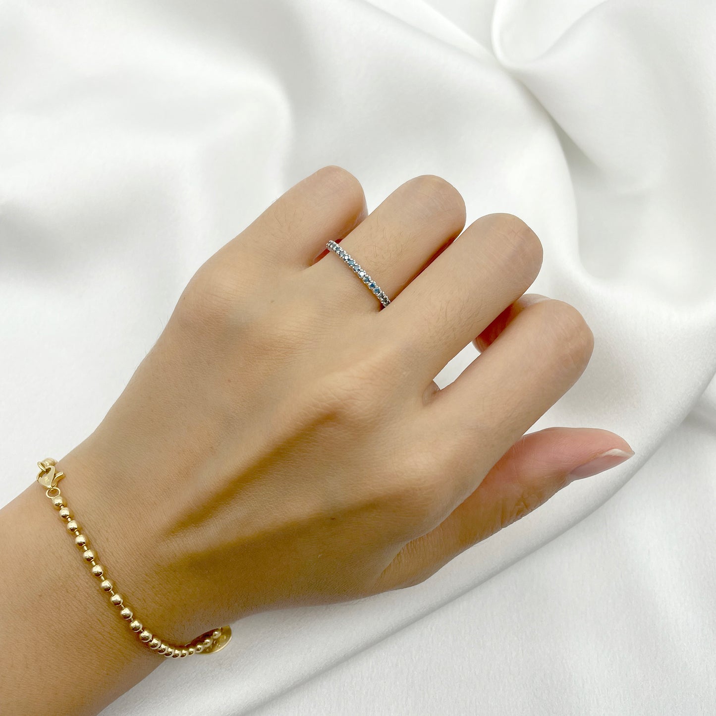 14K BLUE DIAMOND HALF ETERNITY BAND