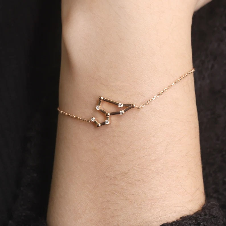 14K DIAMOND LEO ZODIAC SIGN BRACELET