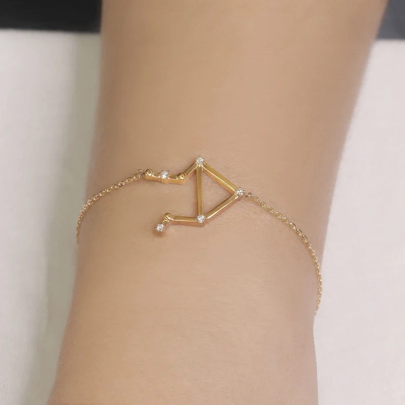 14K DIAMOND LIBRA ZODIAC SIGN BRACELET