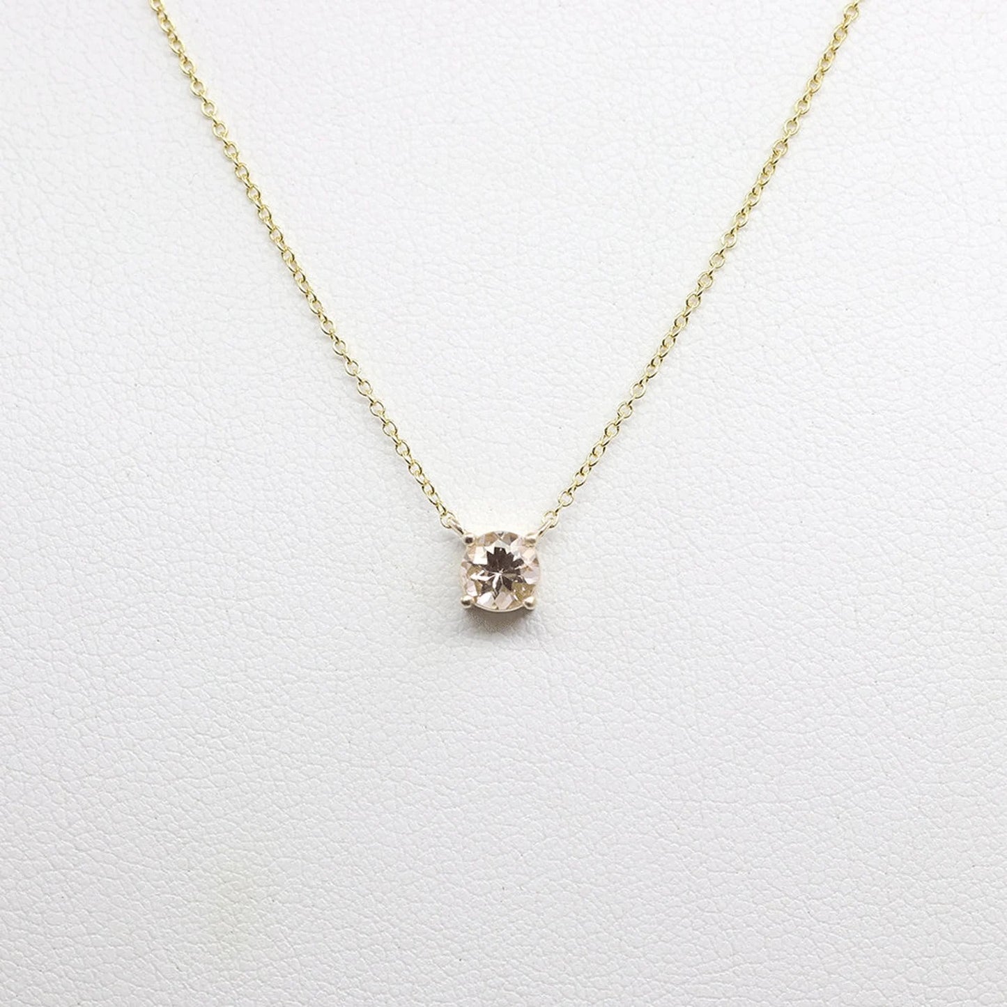 14K MORGANITE SOLITAIRE NECKLACE