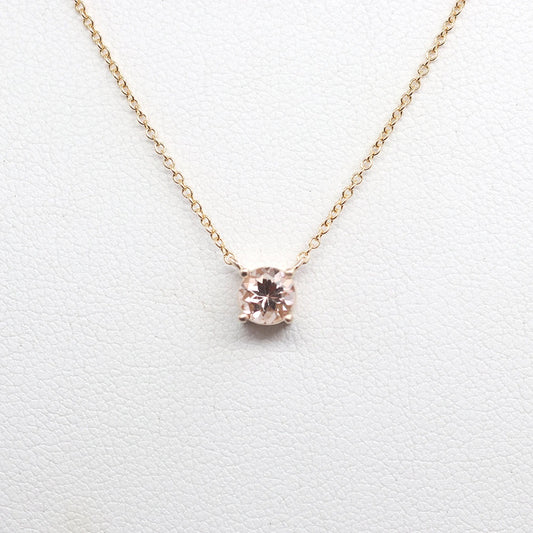 14K MORGANITE SOLITAIRE NECKLACE