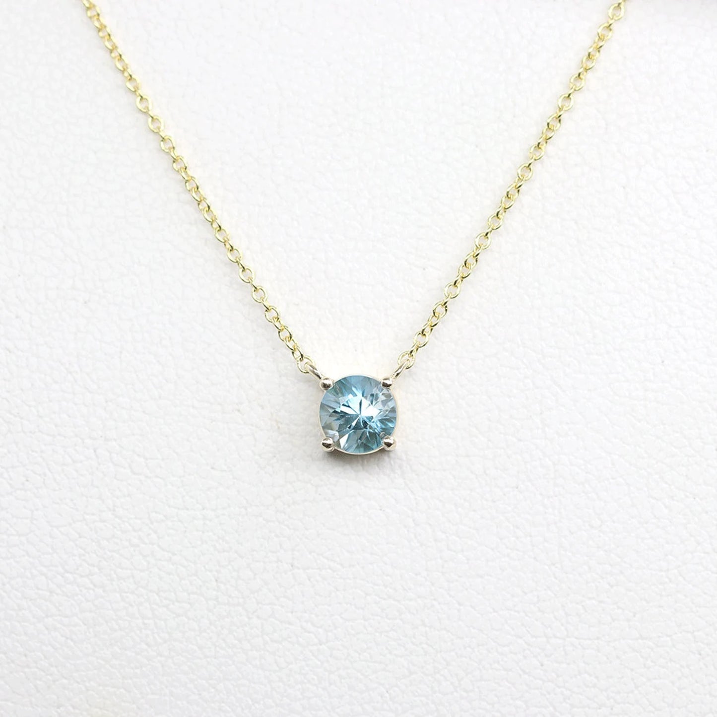 14K BLUE ZIRCON SOLITAIRE NECKLACE