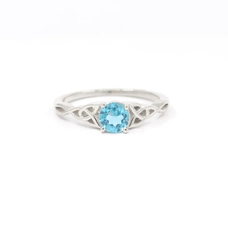 14K BLUE ZIRCON TWIST RING