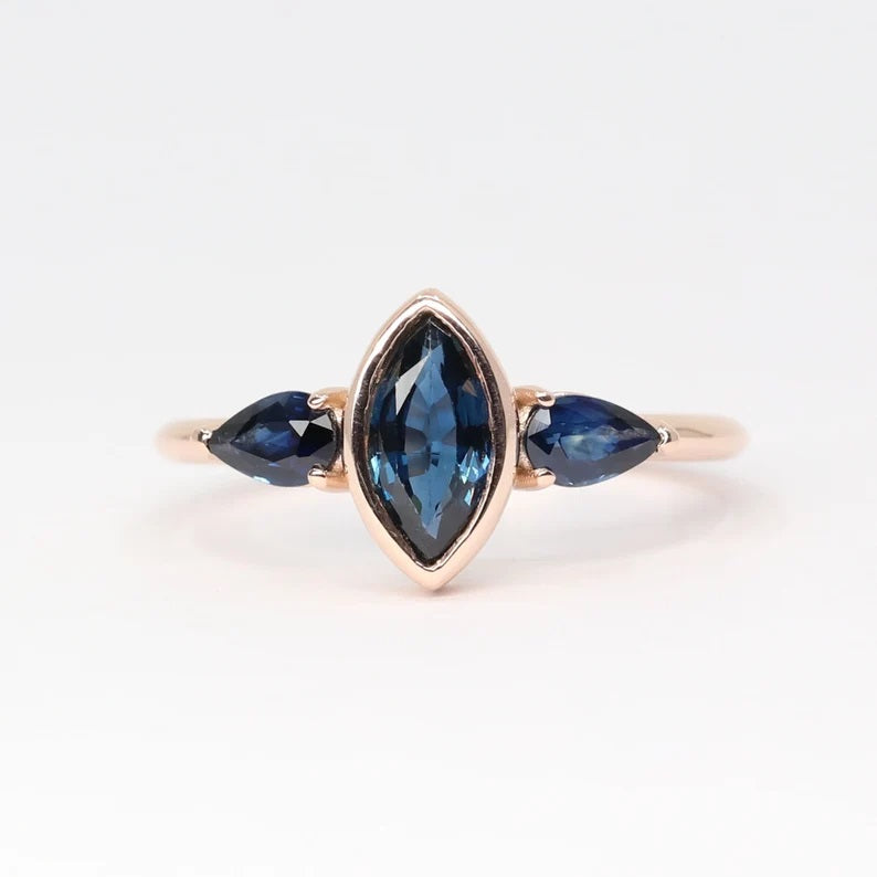 14K MARQUISE PEAR SAPPHIRE RING