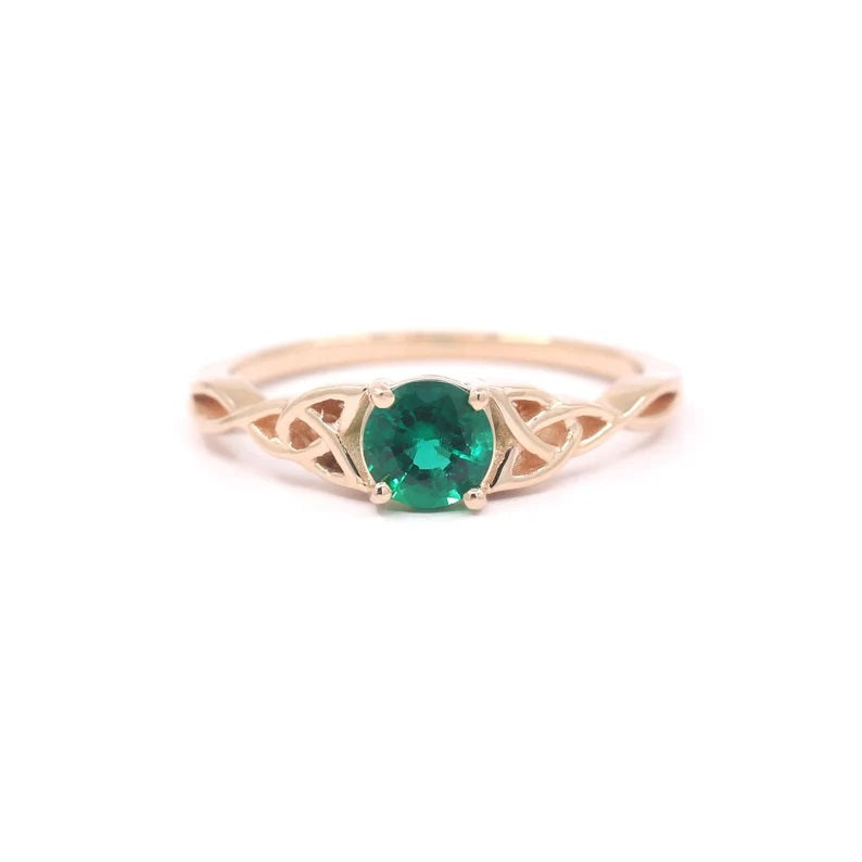 14K LAB EMERALD TWIST RING