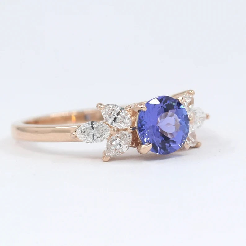 14K TANZANITE MARQUISE DIAMOND RING