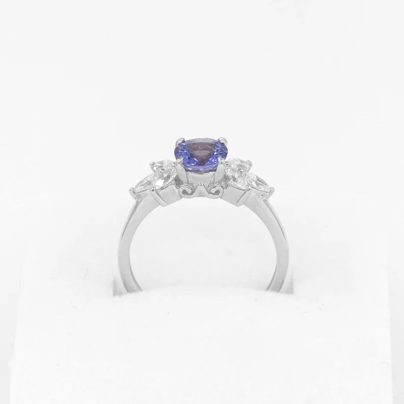 14K TANZANITE MARQUISE DIAMOND RING