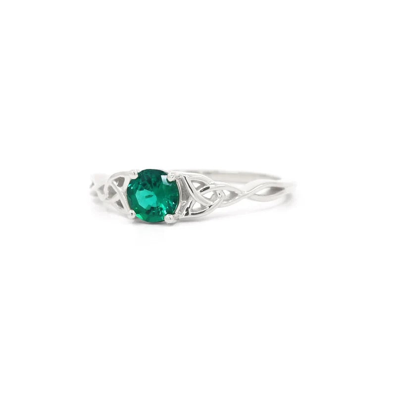 14K LAB EMERALD TWIST RING