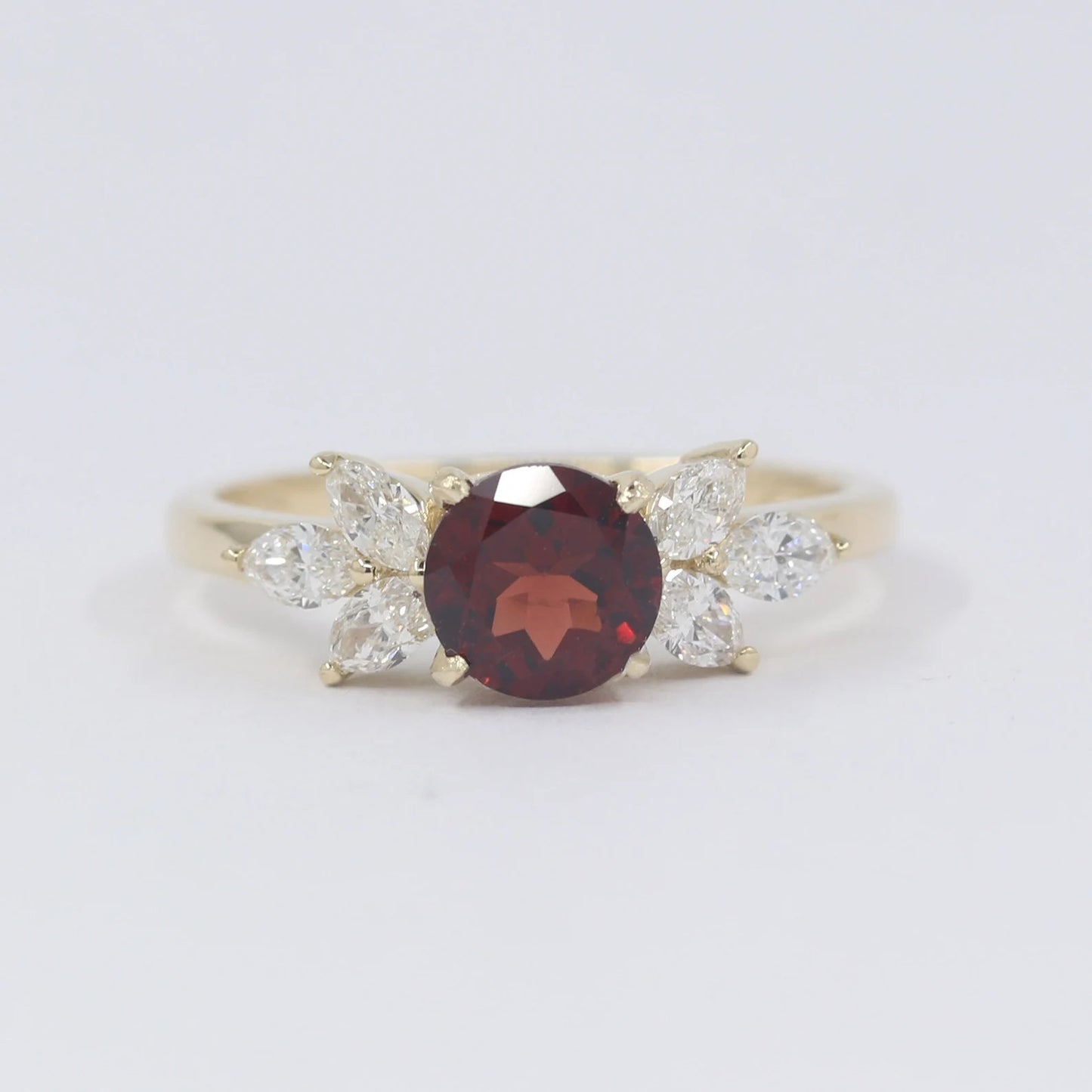 14K GARNET MARQUISE DIAMOND RING