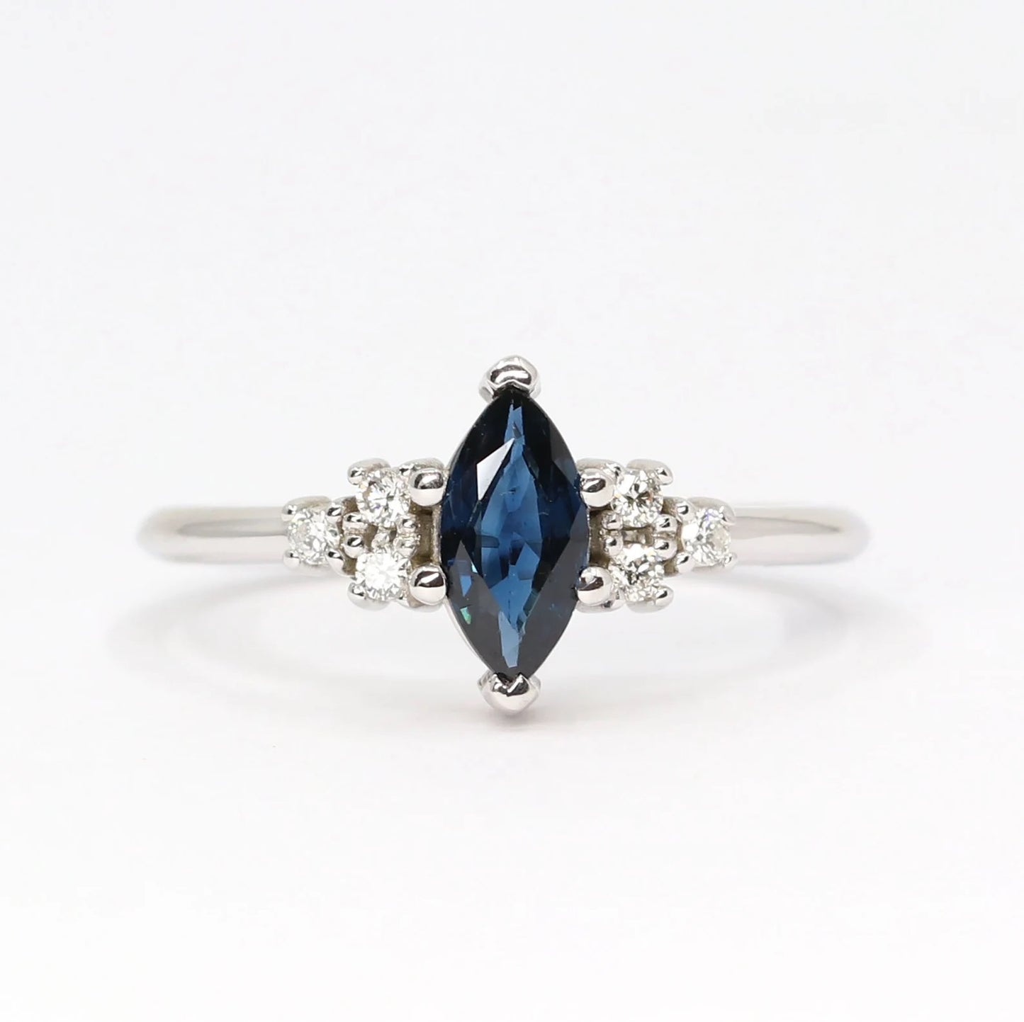 14K MARQUISE SAPPHIRE DIAMOND CLUSTER RING