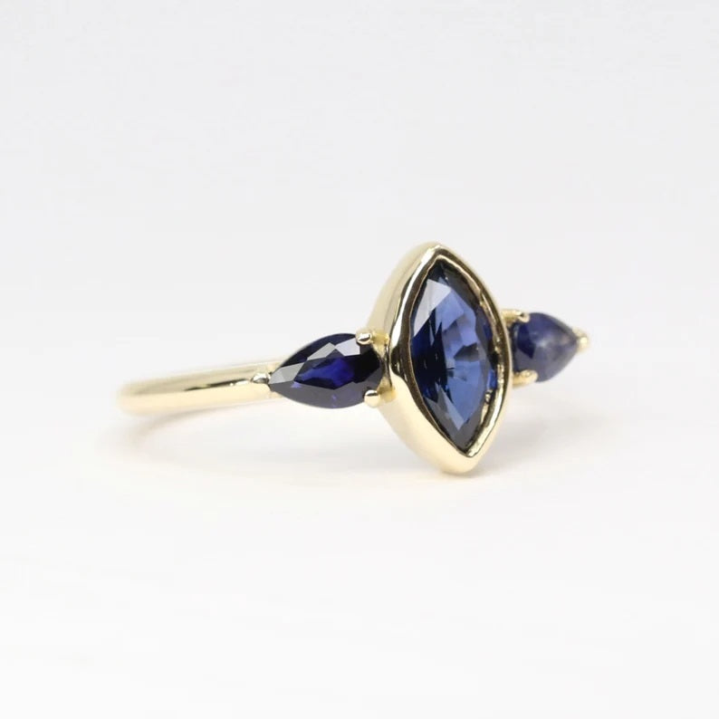 14K MARQUISE PEAR SAPPHIRE RING