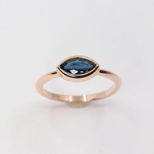 14K MARQUISE SAPPHIRE BEZEL RING