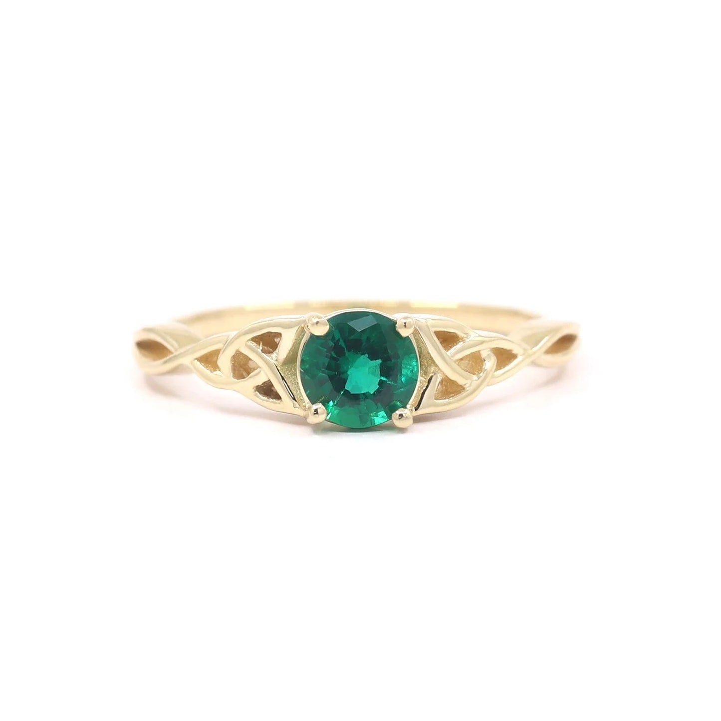 14K LAB EMERALD TWIST RING