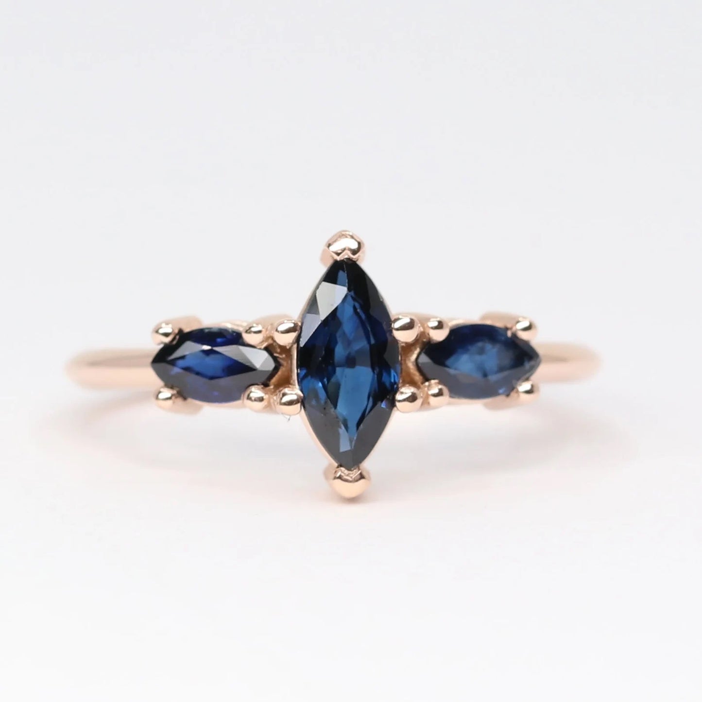 14K 3 MARQUISE SAPPHIRE RING