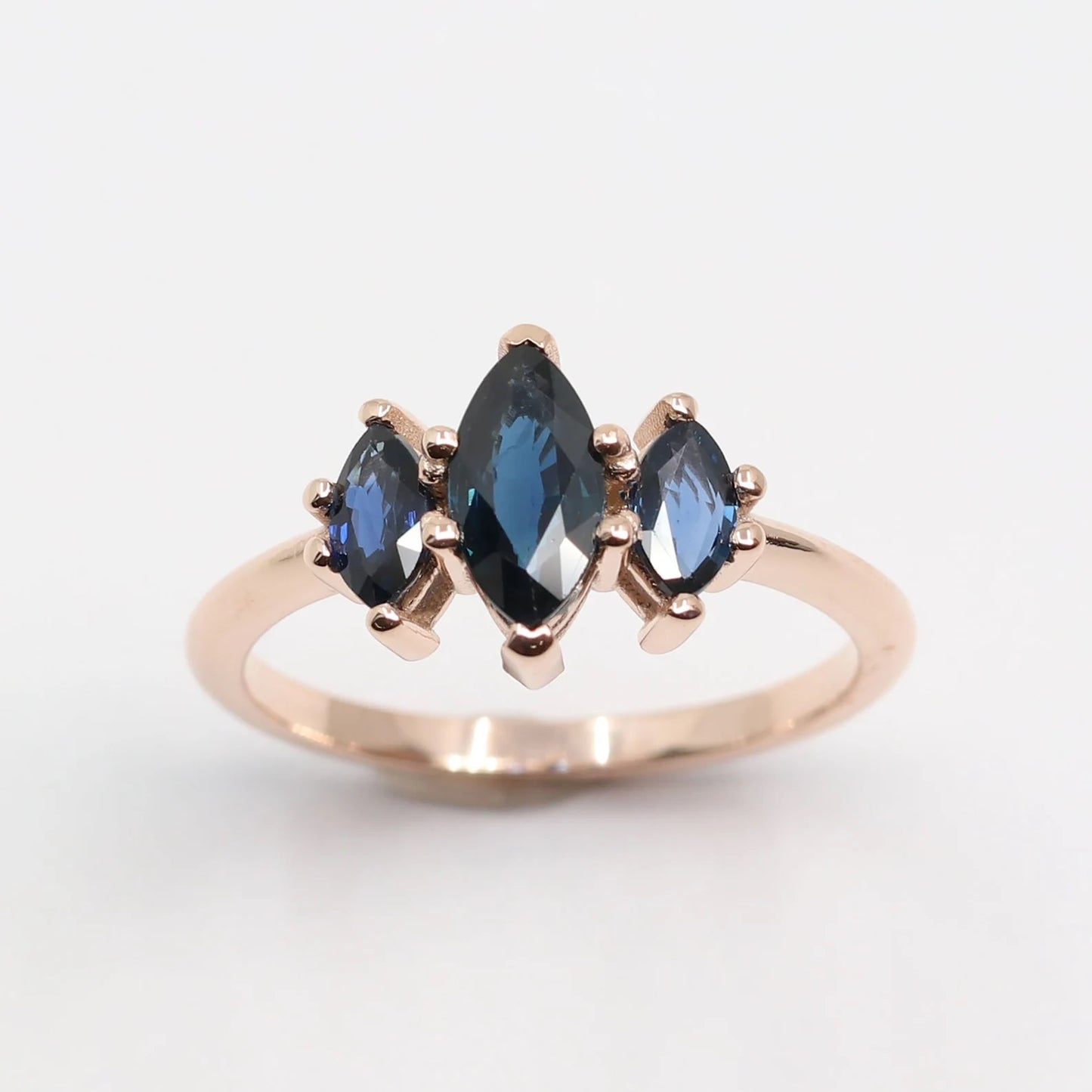 14K 3 MARQUISE SAPPHIRE RING