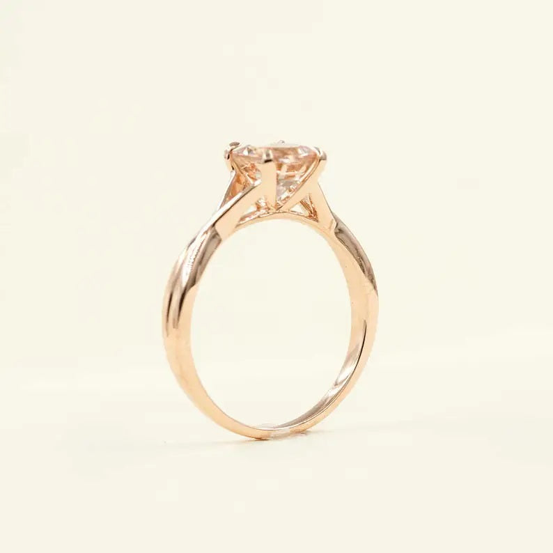 14K MORGANITE TWIST SOLITAIRE RING