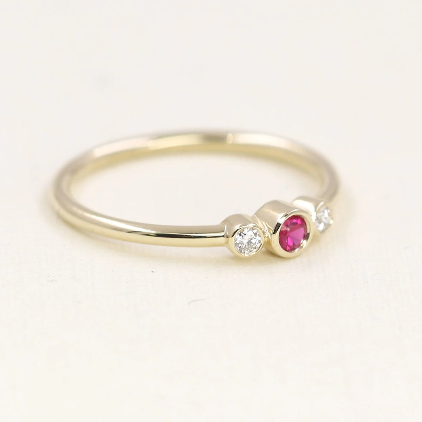 14K RUBY DIAMOND BEZEL RING