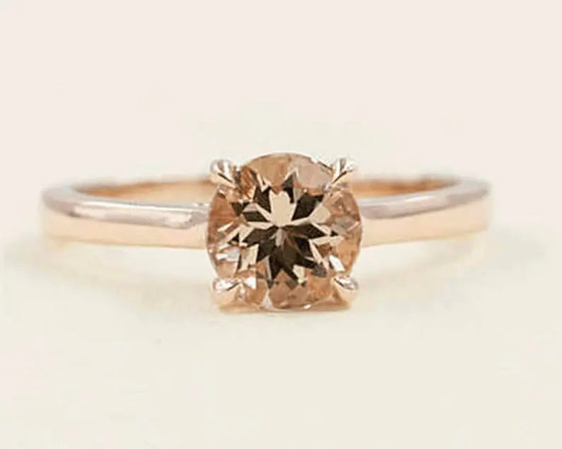 14K MORGANITE SOLITAIRE RING