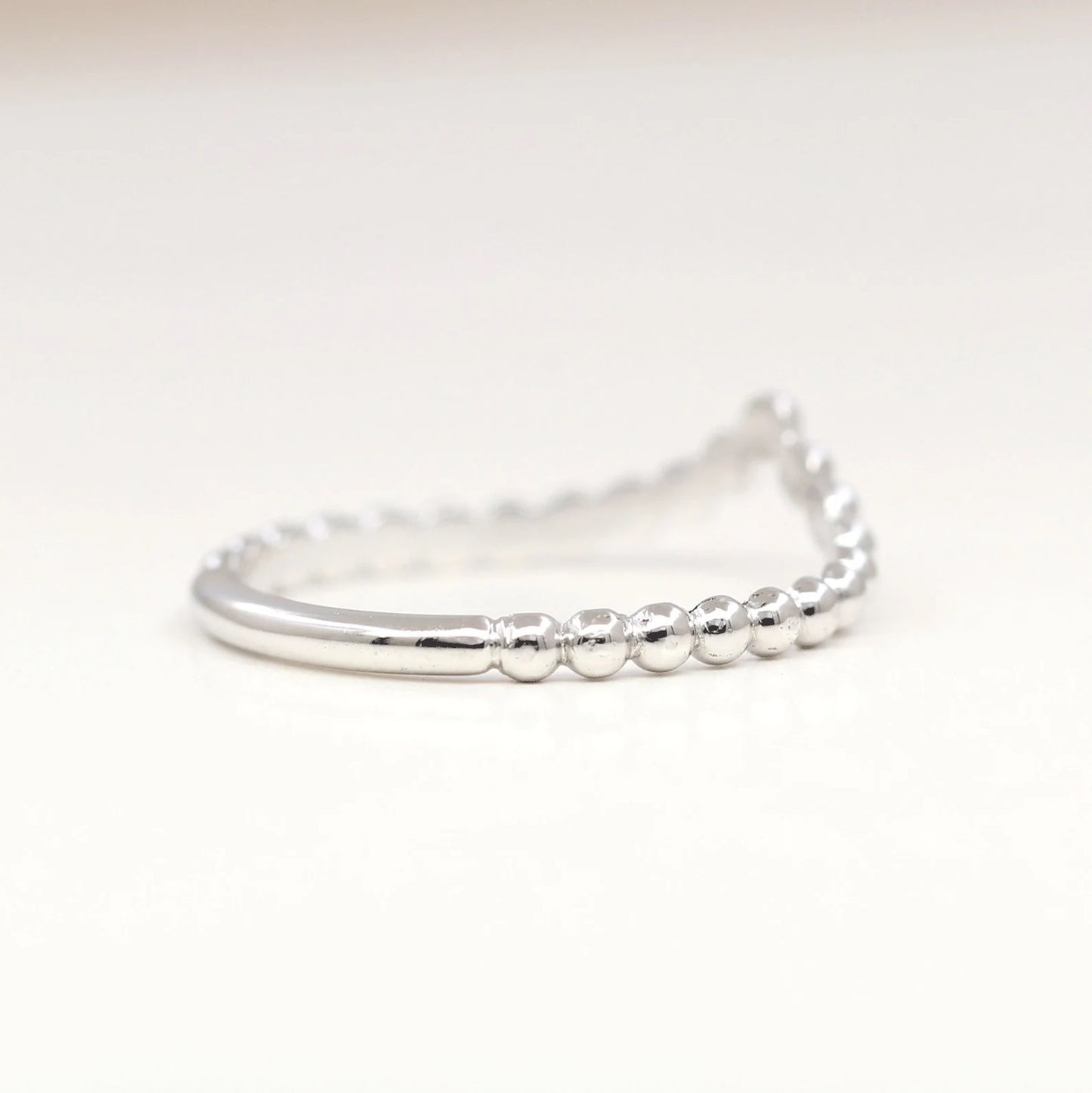 14K CHEVRON BEADED BAND