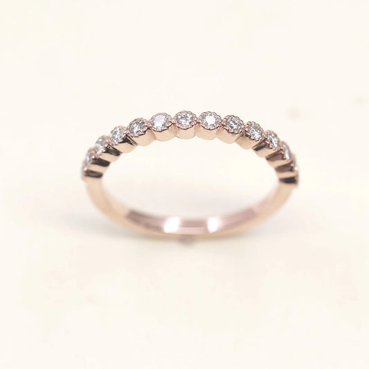 14K 0.25CT DIAMOND BEZEL MILGRAIN BAND