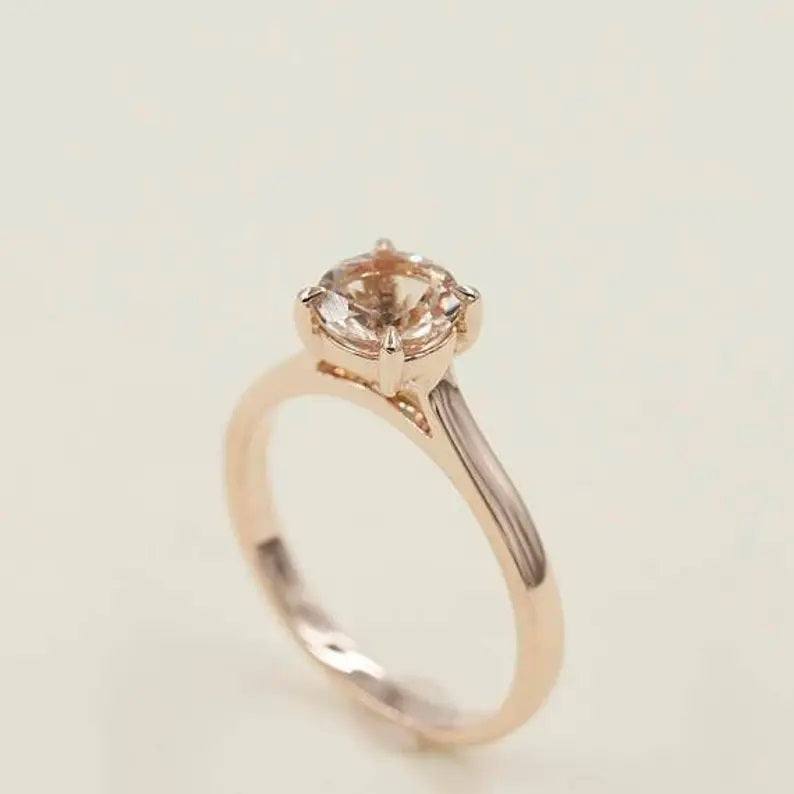 14K MORGANITE SOLITAIRE RING