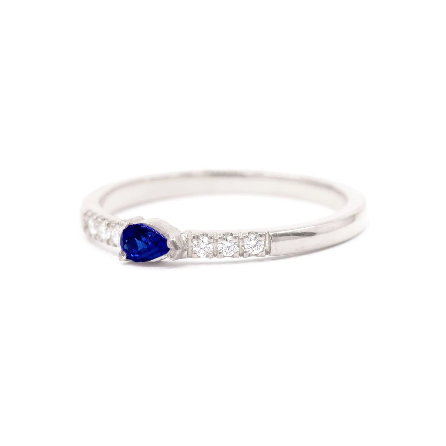 14K PEAR SAPPHIRE DIAMOND BAND