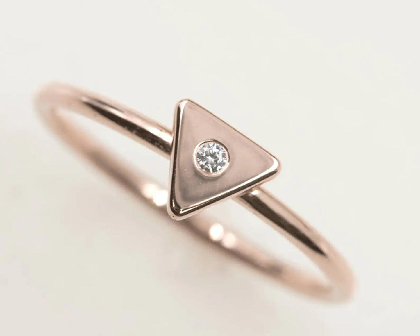 14K DIAMOND TRIANGLE RING