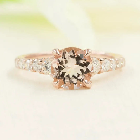 14K MORGANITE DIAMOND RING