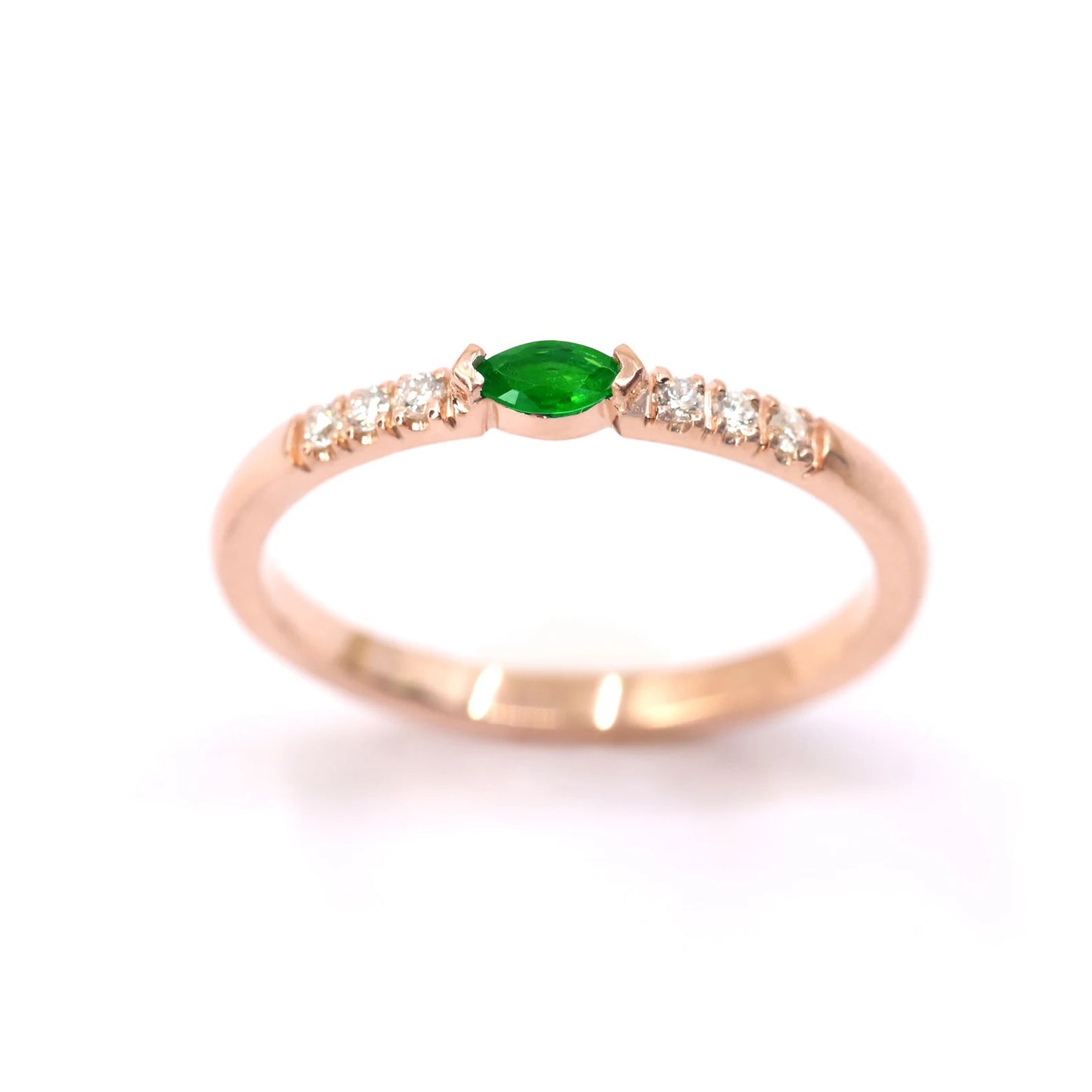 14K MARQUISE EMERALD DIAMOND BAND