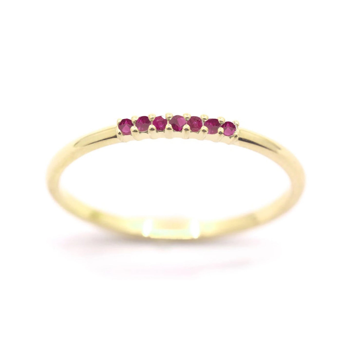 14K 7 RUBY 1.2MM BAND