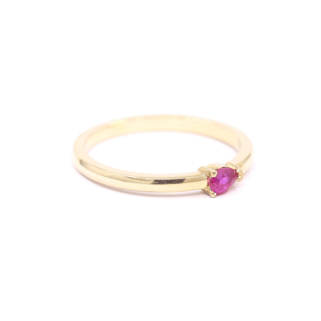 14K PEAR RUBY SOLITAIRE BAND