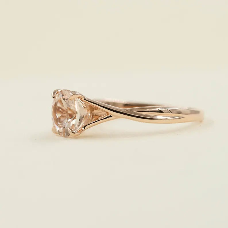 14K MORGANITE TWIST SOLITAIRE RING