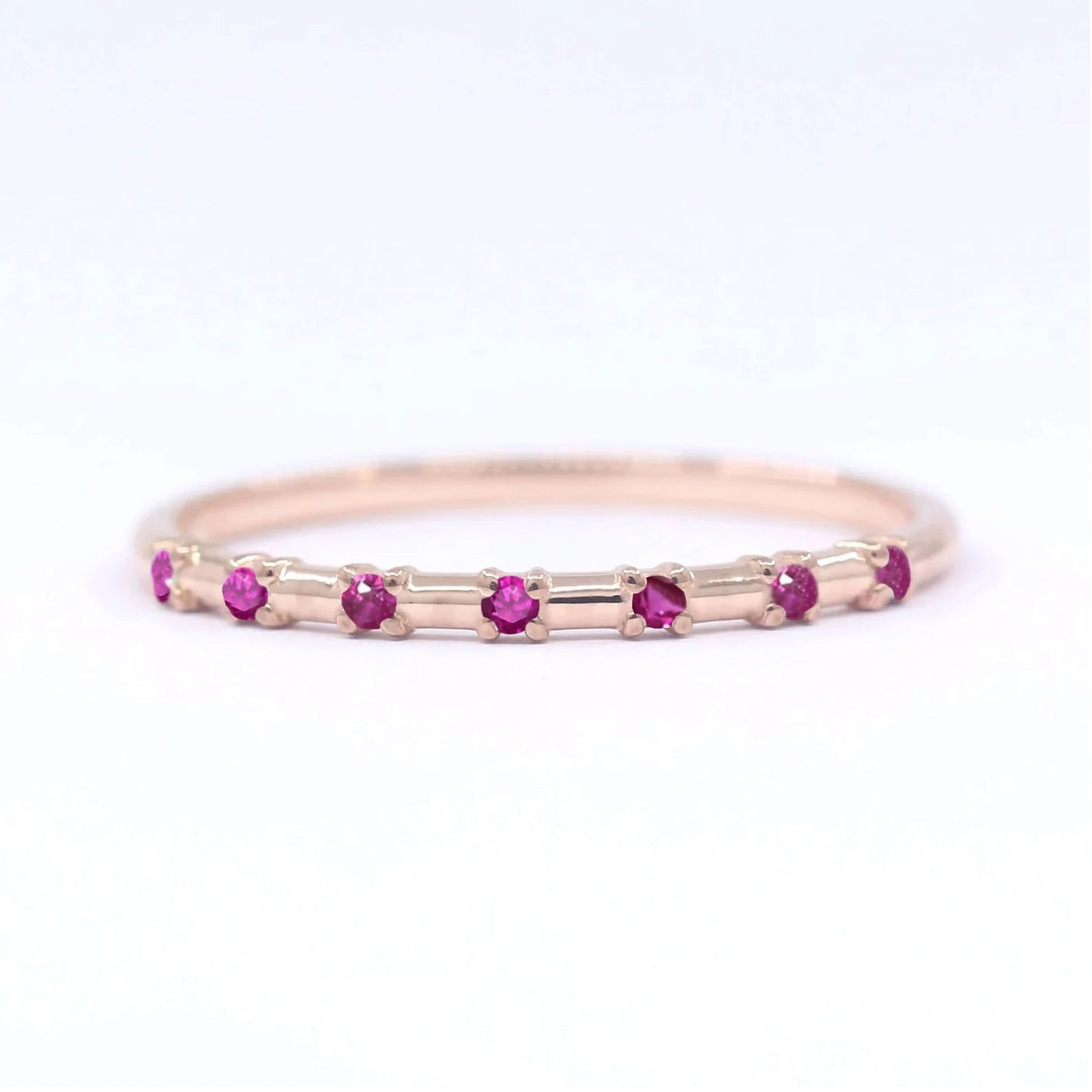 14K 7 RUBY SPACED 1.2MM BAND