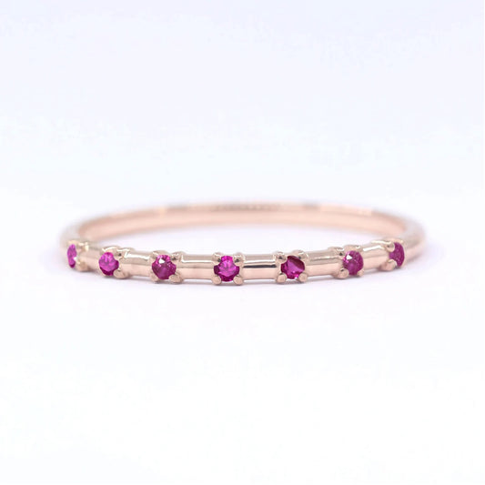 14K 7 RUBY SPACED 1.2MM BAND