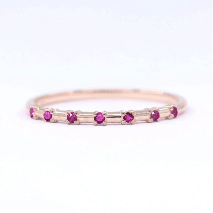 14K 7 RUBY SPACED 1.2MM BAND