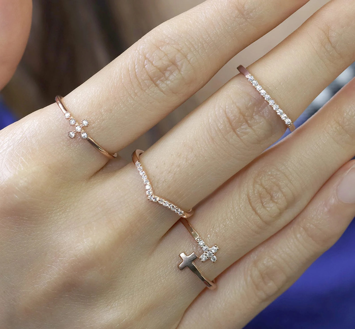 14K DIAMOND DOUBLE CROSS BAND