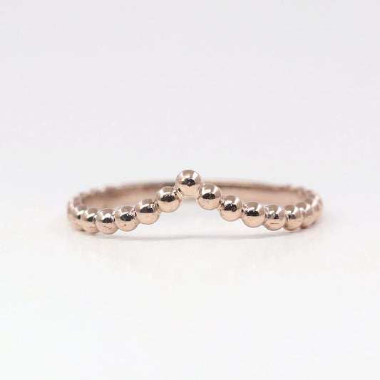 14K CHEVRON BEADED BAND