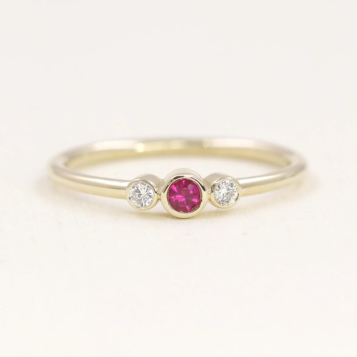 14K RUBY DIAMOND BEZEL RING