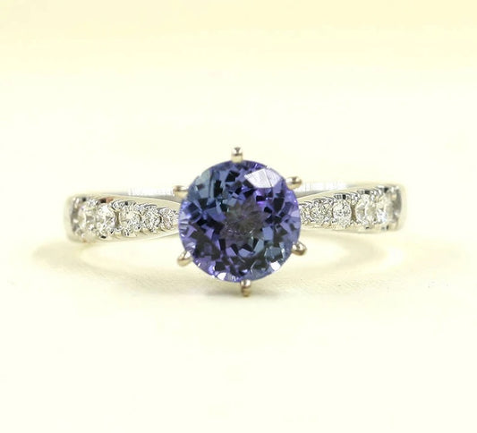 14K TANZANITE DIAMOND SOLITAIRE RING