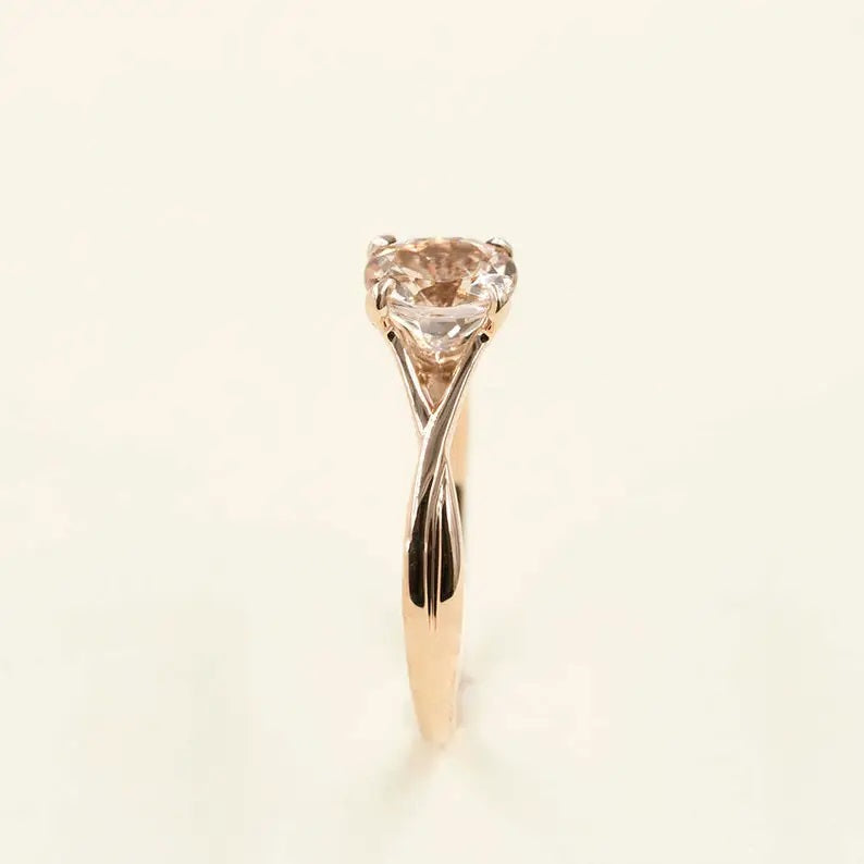 14K MORGANITE TWIST SOLITAIRE RING