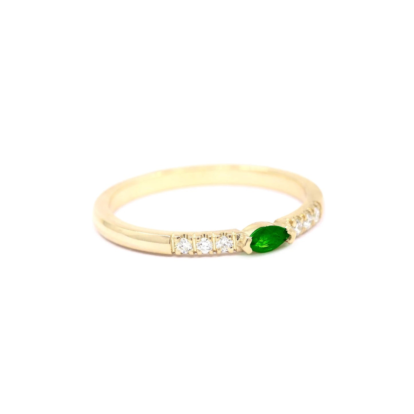 14K MARQUISE EMERALD DIAMOND BAND