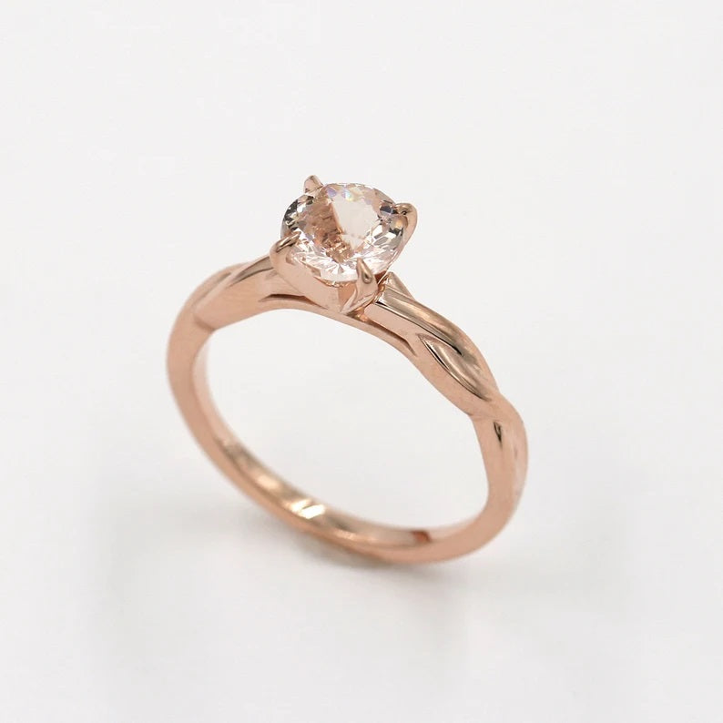 14K MORGANITE TWIST SOLITAIRE RING