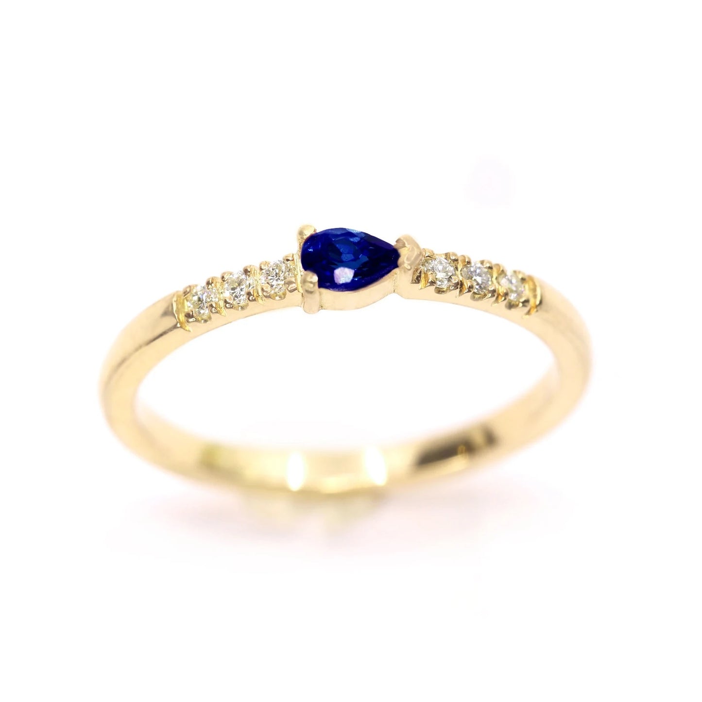 14K PEAR SAPPHIRE DIAMOND BAND