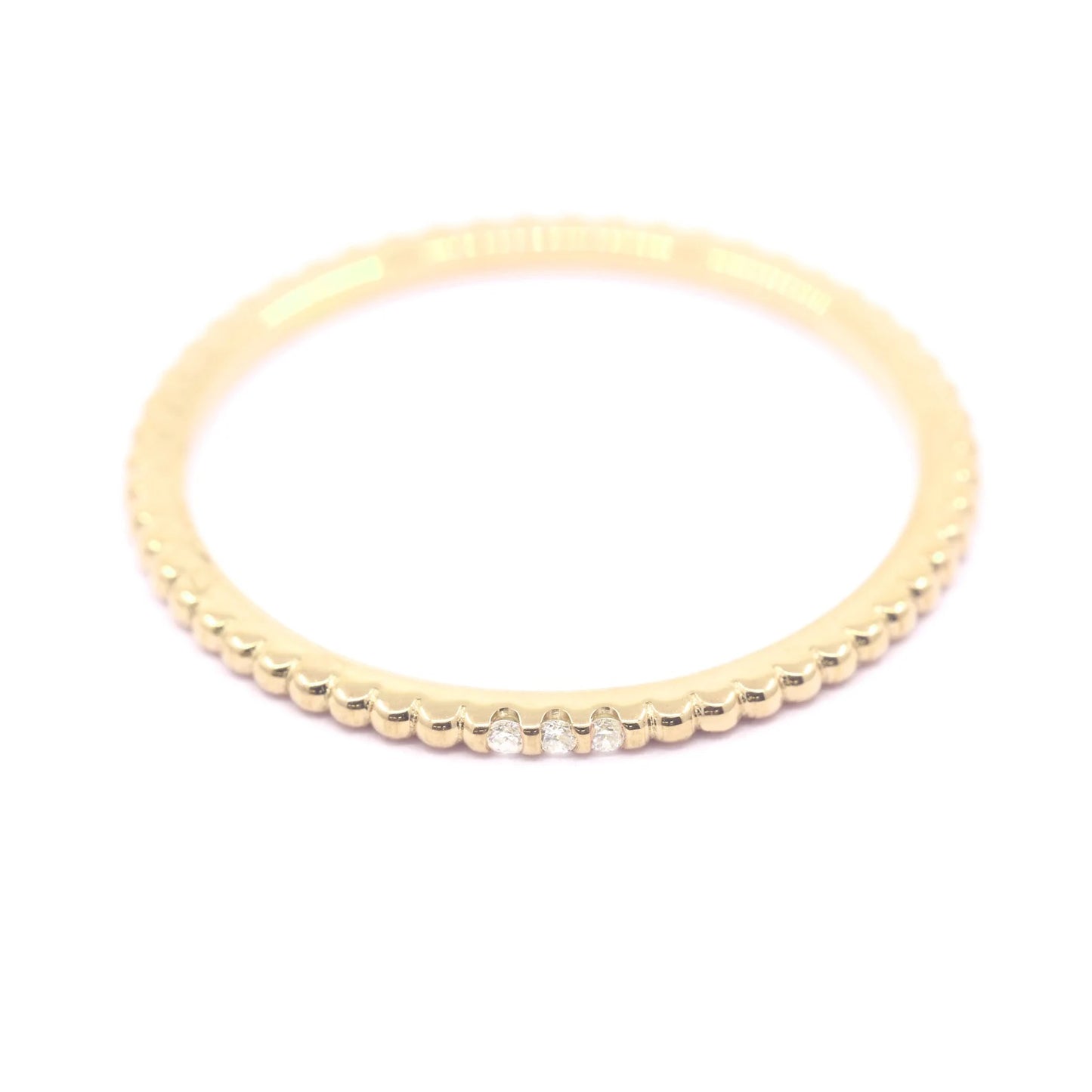 14K 3 DIAMOND BEADED 1.2MM BAND