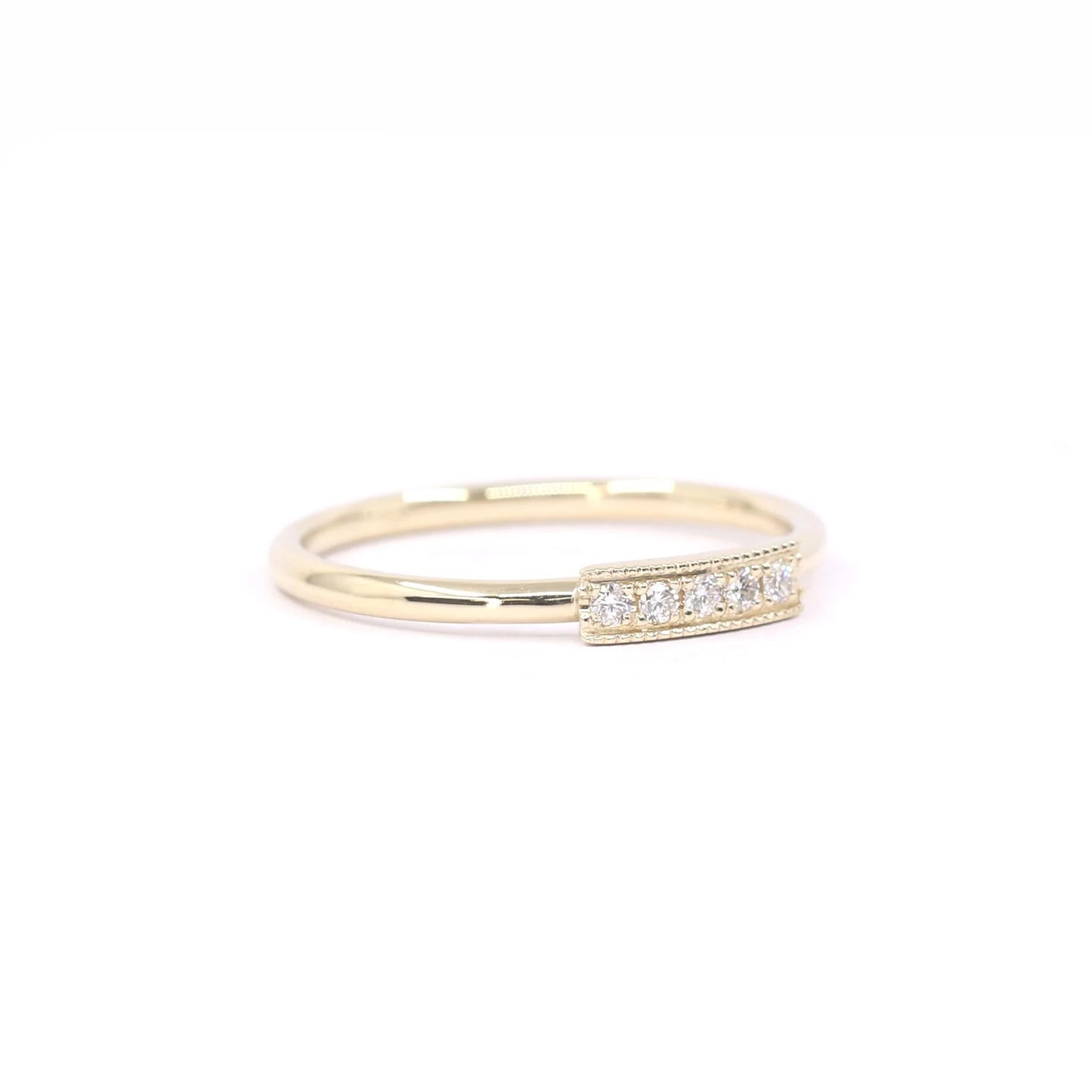 14K 0.05CT DIAMOND MINI BAR MILGRAIN BAND