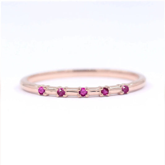 14K 5 RUBY SPACED 1.2MM BAND