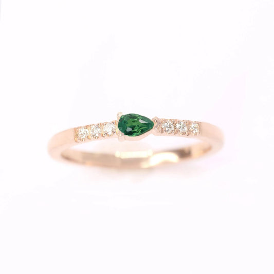 14K PEAR EMERALD DIAMOND BAND