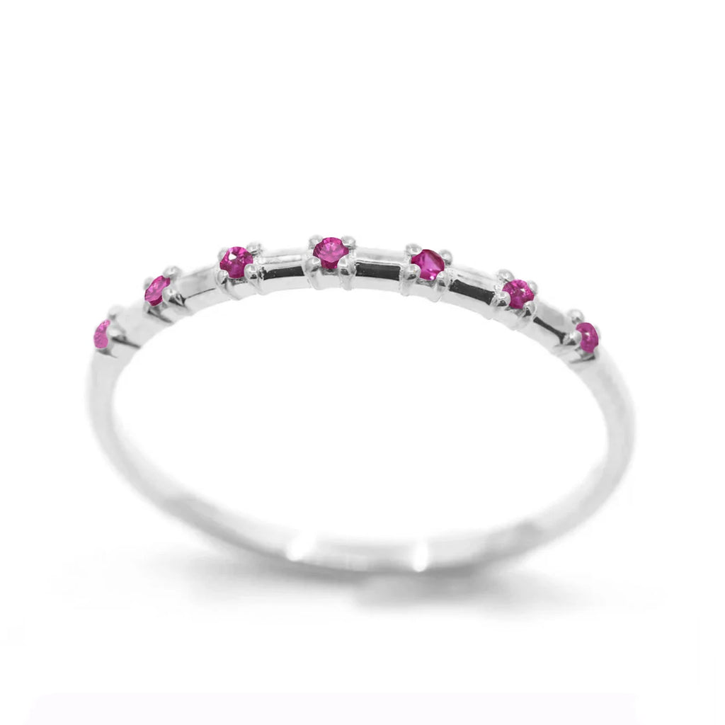 14K 7 RUBY SPACED 1.2MM BAND